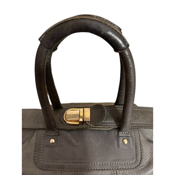 See By CHOLE Gray Leather Satchel Shoulder Handbag With Zips And Gold Hardware - Picture 11 of 16